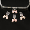 Pink & White Bowknot Phone Dust Plug
