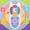 A white interactive baby remote control toy featuring buttons for TV, music, and lights.