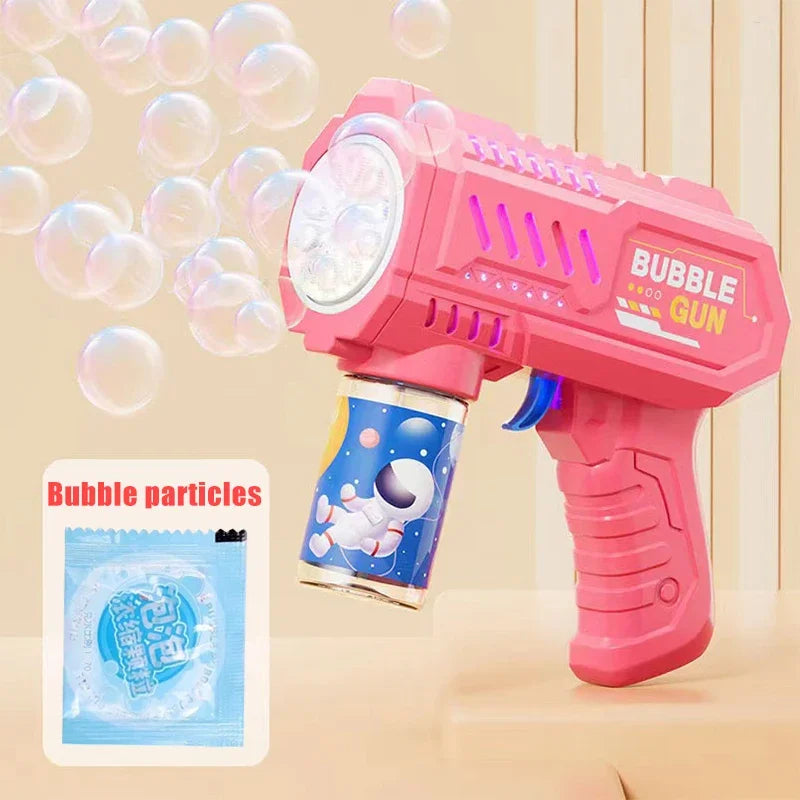 Dinosaur Bubble Gun with LED Lights – Automatic Bubble Blower for Kids