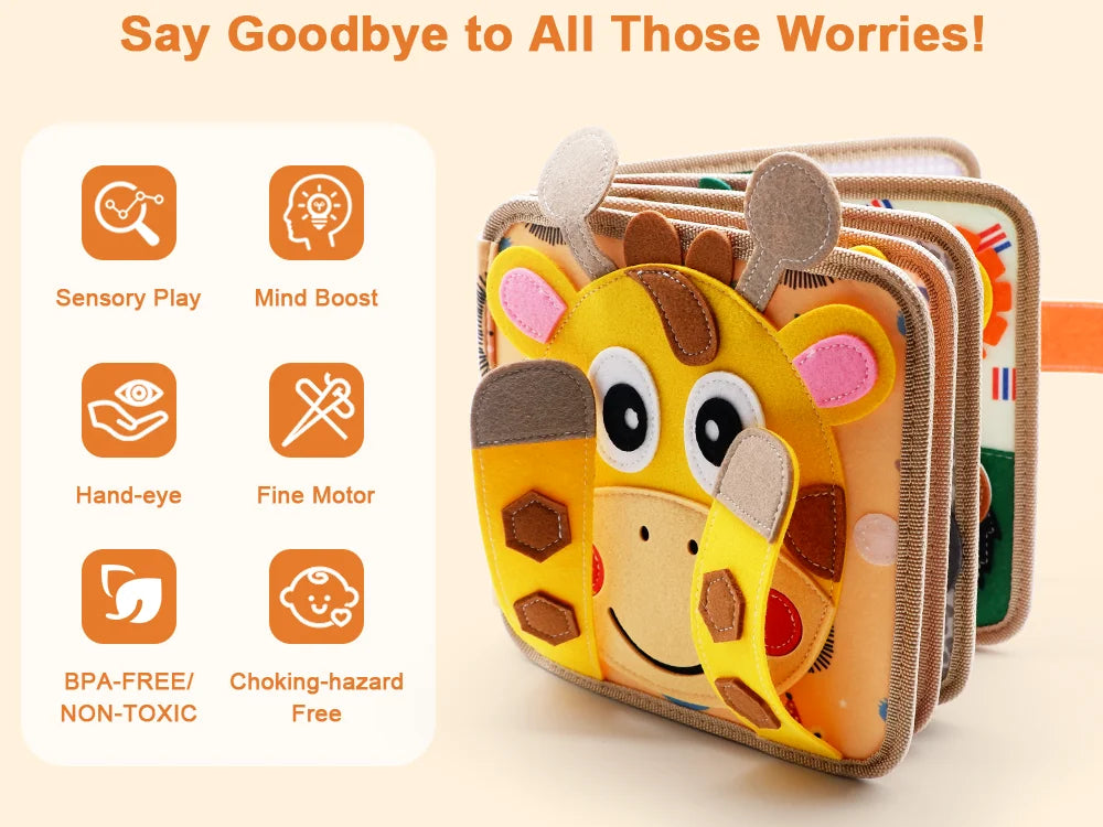 Montessori Busy Board Giraffe Activity Book for Toddlers