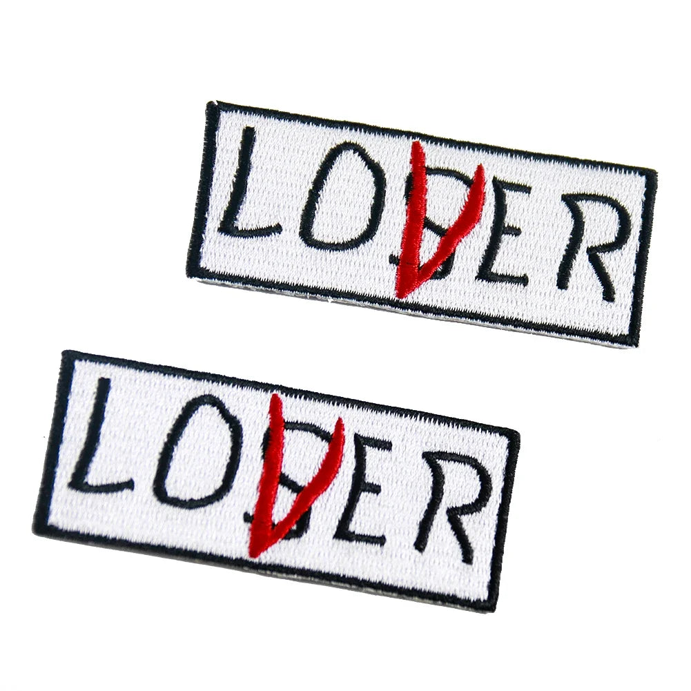 Lover or Loser Embroidered Iron-On Patch Set (2 Pack)