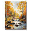 A vibrant autumn forest landscape featuring birch trees and golden foliage, suitable for a diamond painting kit.