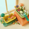 Juego de fregadero de cocina infantil eléctrico y colorido con temática de aguacate y agua corriente.