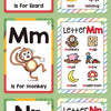 A set of letter sound cards showing KK, LI, Mm, Nn, and Oo with corresponding pictures for learning.