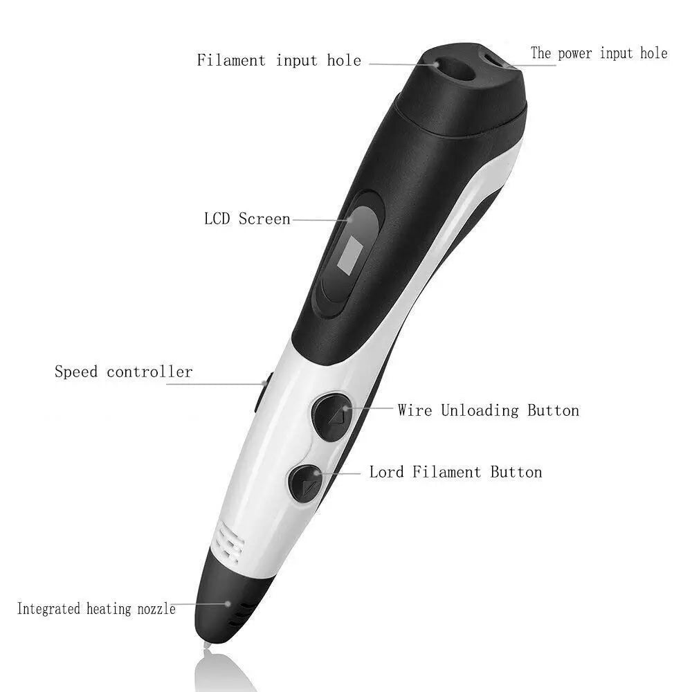 3D Printing Pen with LCD Screen and Adjustable Speed