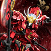 A detailed model kit of the SEMBO BLOCK Ancestral Effect Kai Tiger Lake Knight featuring red and black armor.