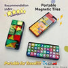 A set of portable magnetic tiles featuring letters and numbers for toddlers.