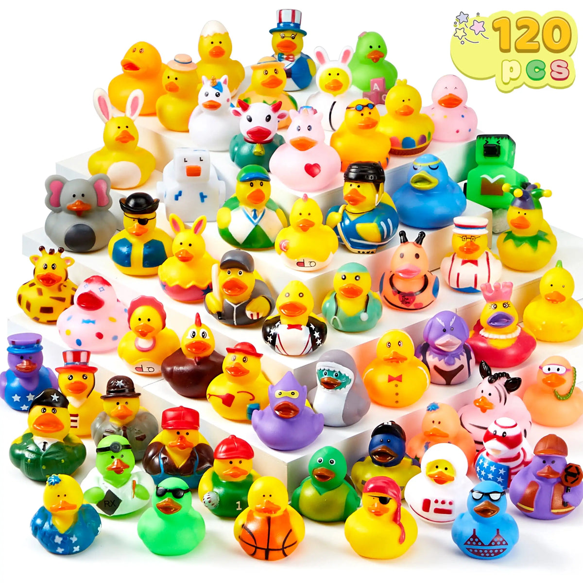 Mini Rubber Duck Set - 60 Unique Designs for Bath and Play