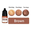 A set of liquid candle wax pigment drops in brown shades, including one, five, and ten drops.