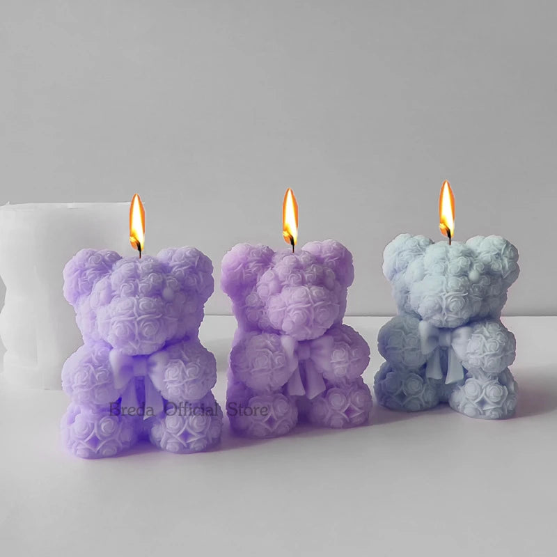 3D Bear Hug Rose Silicone Mold for DIY Crafts
