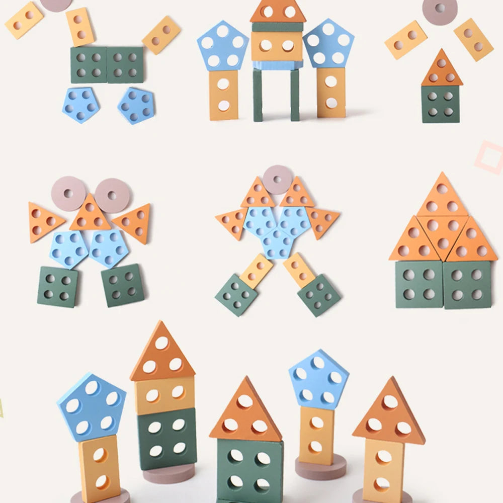 Wooden Shape Sorter & Stacking Toy for Toddlers