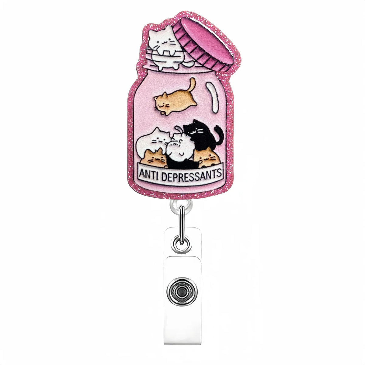 Shiny Acrylic Retractable Badge Reel with Alligator Clip