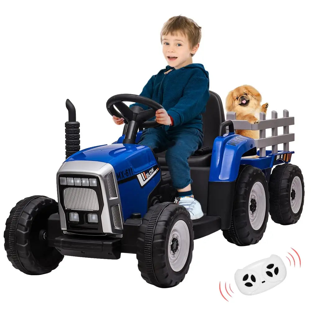 12V Ride-On Tractor for Kids with Remote Control & Trailer
