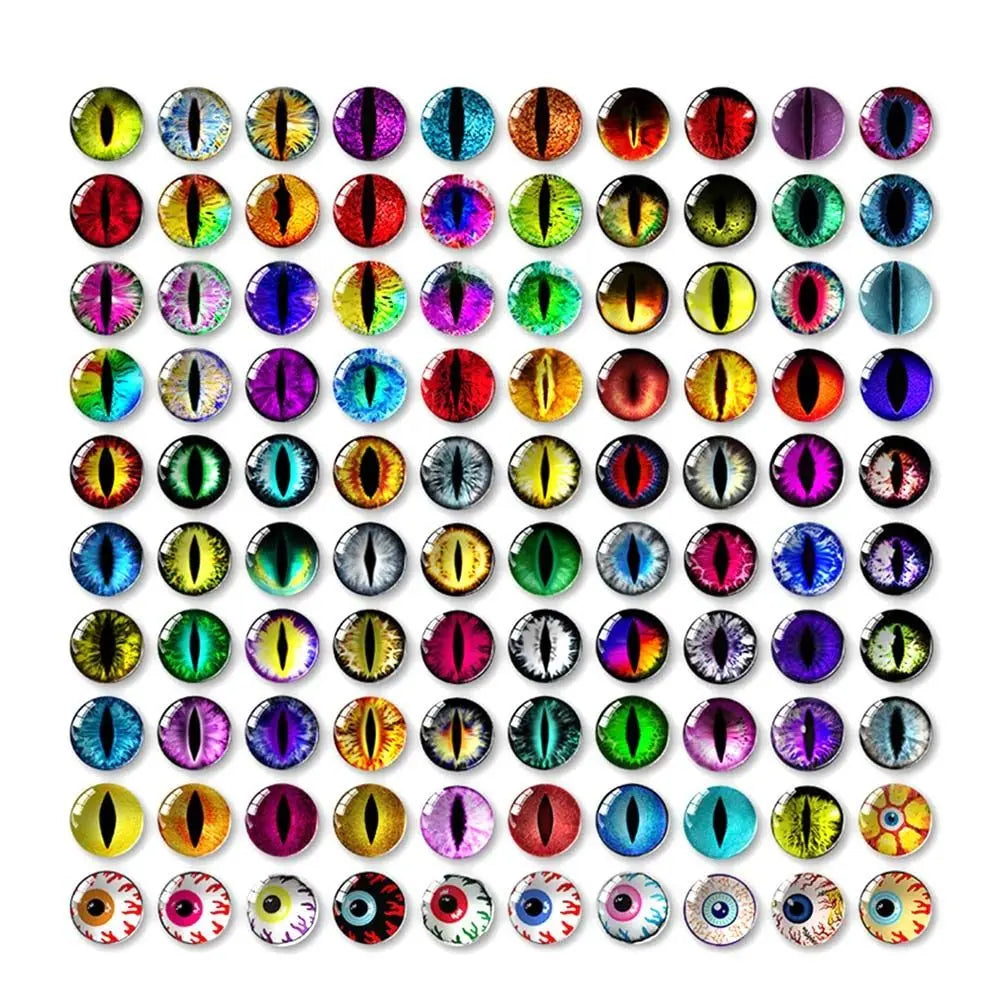 Assorted craft doll eyes with glitter finish in various colors and sizes