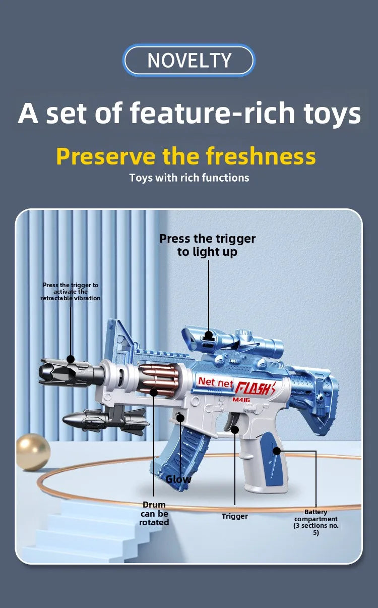Light & Sound Toy Submachine Gun with Spinning Barrel