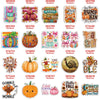 A set of ten autumn pumpkin flatback resin décor items featuring various designs and colors for DIY crafts