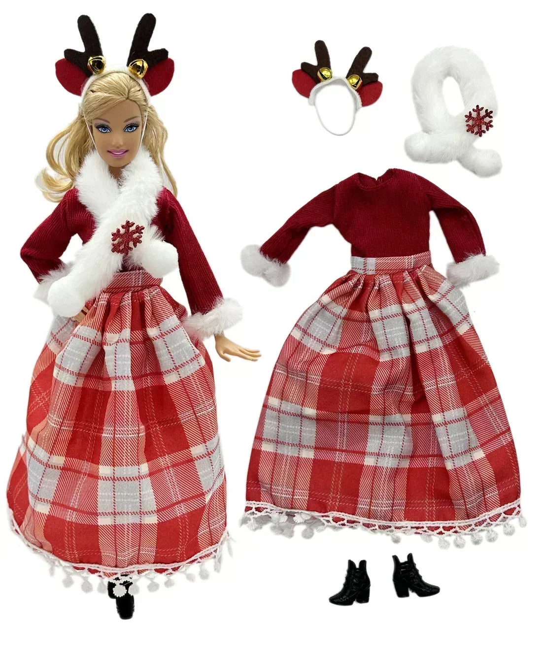 Festive Christmas Outfit Set for 11.5-Inch Dolls