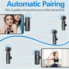 Automatic pairing feature showing two parties of sound source connecting to a microphone device.
