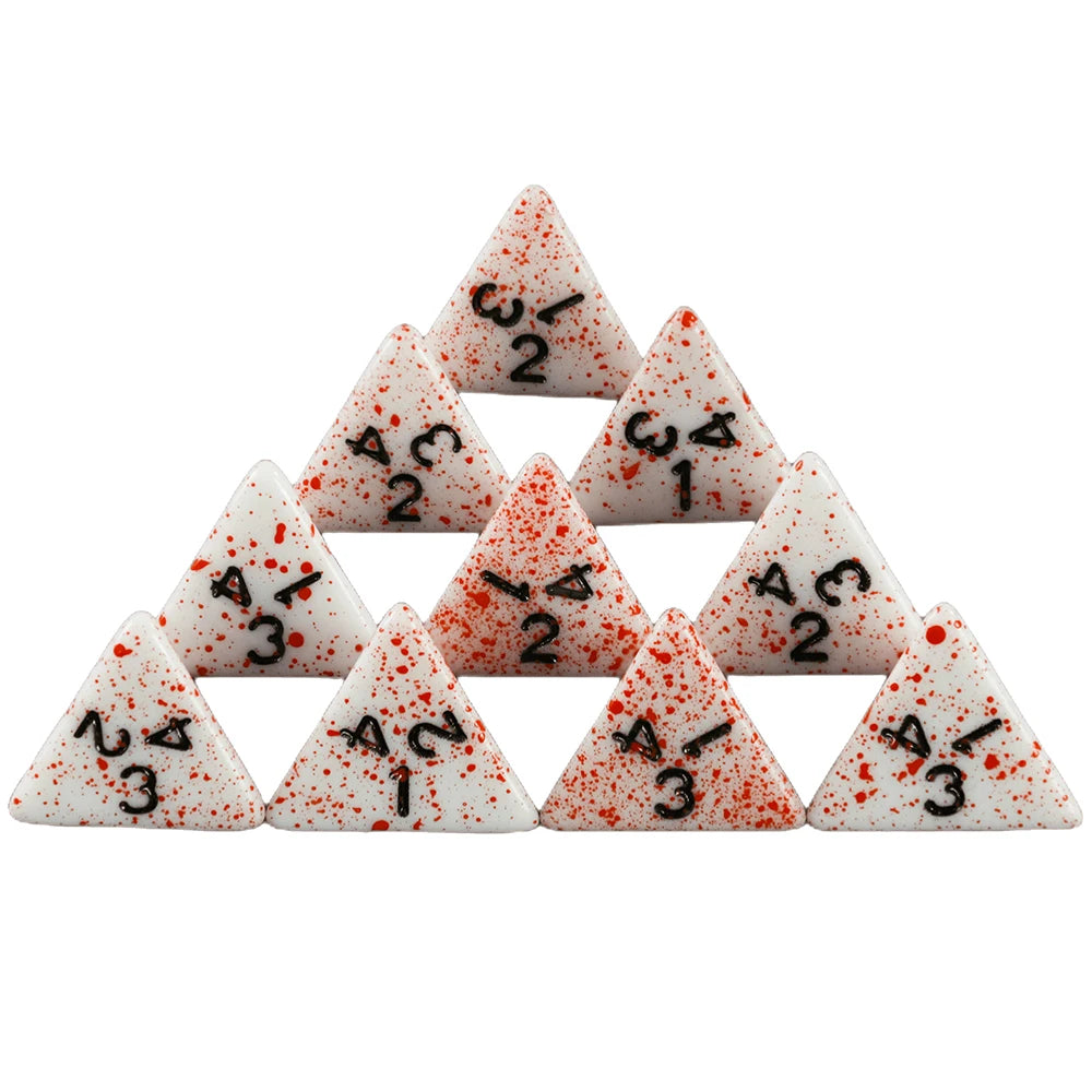 Opaque White Polyhedral Dice Set with Blood Effect for Tabletop RPGs