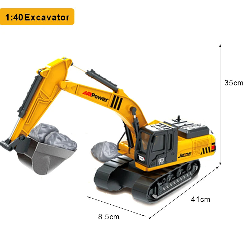 Diecast Engineering Vehicle Set for Kids - 4-Piece Construction Toy Collection