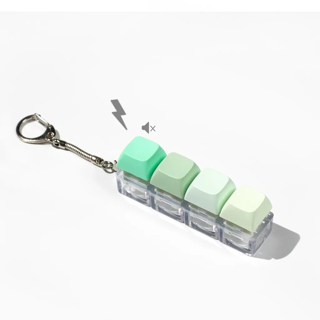 Tactile Keyboard Fidget Keychain with Silent and Click Modes