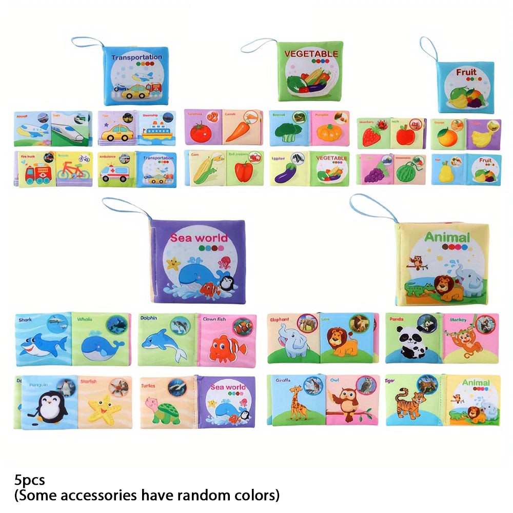 Soft Sensory Cloth Books for Babies with Teething Rings
