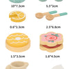 Wooden pretend play kitchen set featuring a teapot, cups, and various wooden tea accessories.