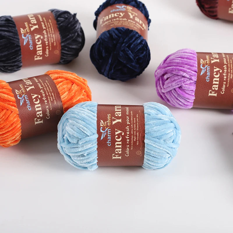 Chenille Velvet Yarn 2-Pack – Soft & Warm for Knitting and Crochet