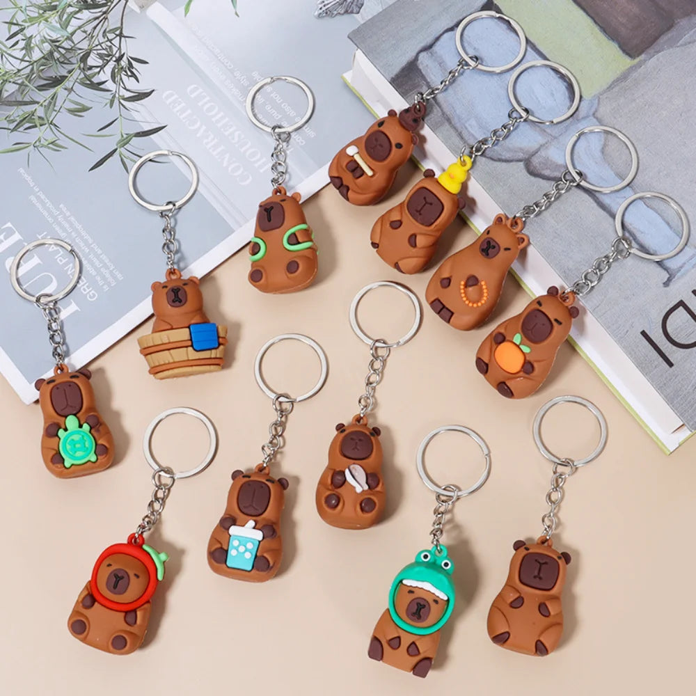Cute Capybara Keychain Charm – Soft PVC Pendant for Bags, Phones & Keys