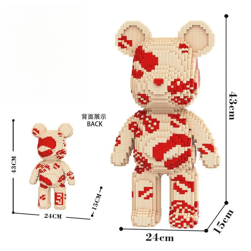 Kiss Bear Micro Building Block Set – 43cm Decorative Puzzle Model
