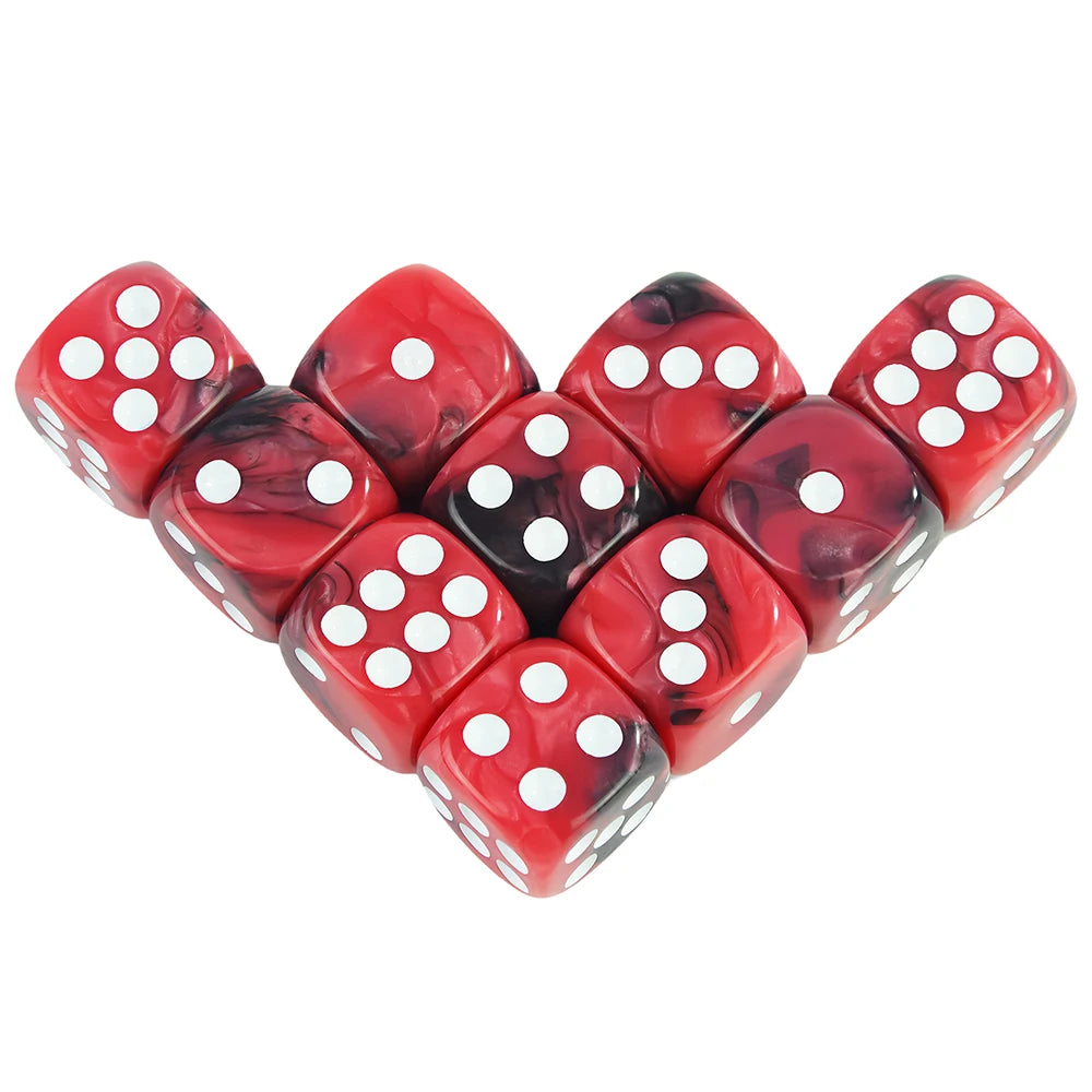 12mm Acrylic Dice Set – Mixed Colors, 10-Pack for Tabletop Gaming