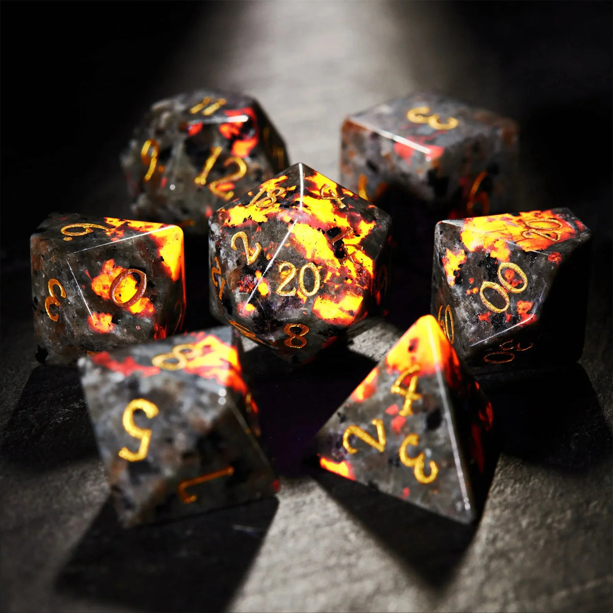 Premium 7-Piece Frosted Gemstone Polyhedral Dice Set for Tabletop RPGs