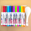 A set of colorful magical water painting pens in various shades and tips arranged in a row next to a white pen holder.