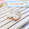White casual sneakers with floral details and gold buckles for 17cm Labubu dolls