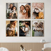 A set of six framed wall art pieces featuring diverse people and text labels like Pick, Digital, Photo, and Prints.