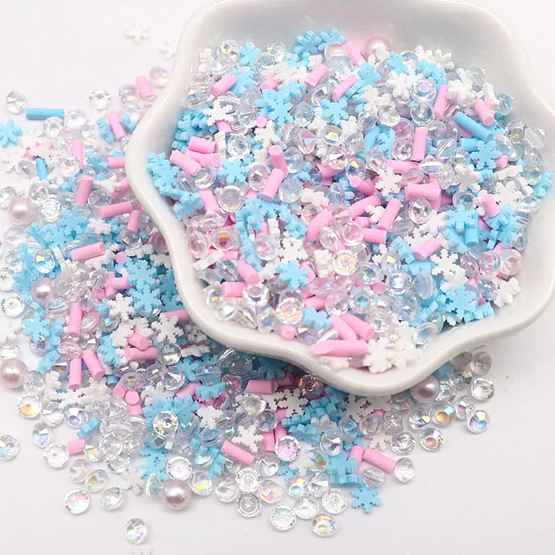 Festive Snowflake Polymer Clay Sprinkles for Crafts and Slime