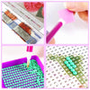 A diamond painting kit featuring an elephant portrait, including colored beads and a drill tool.