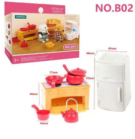 Forest Animal Miniature Dollhouse Furniture Set – 1/12 Scale Bedroom, Kitchen & Bathroom Decor