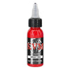A bottle of bright red tattoo ink for permanent makeup and body art