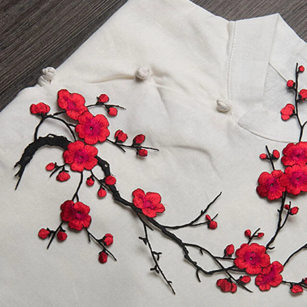 Plum Blossom Embroidered Applique Patch