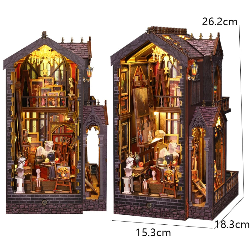DIY Miniature Book Nook Kit - Retro Wooden Dollhouse Shelf Decor