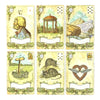 A set of six Lenormand oracle cards featuring various symbols and numbers for divination.