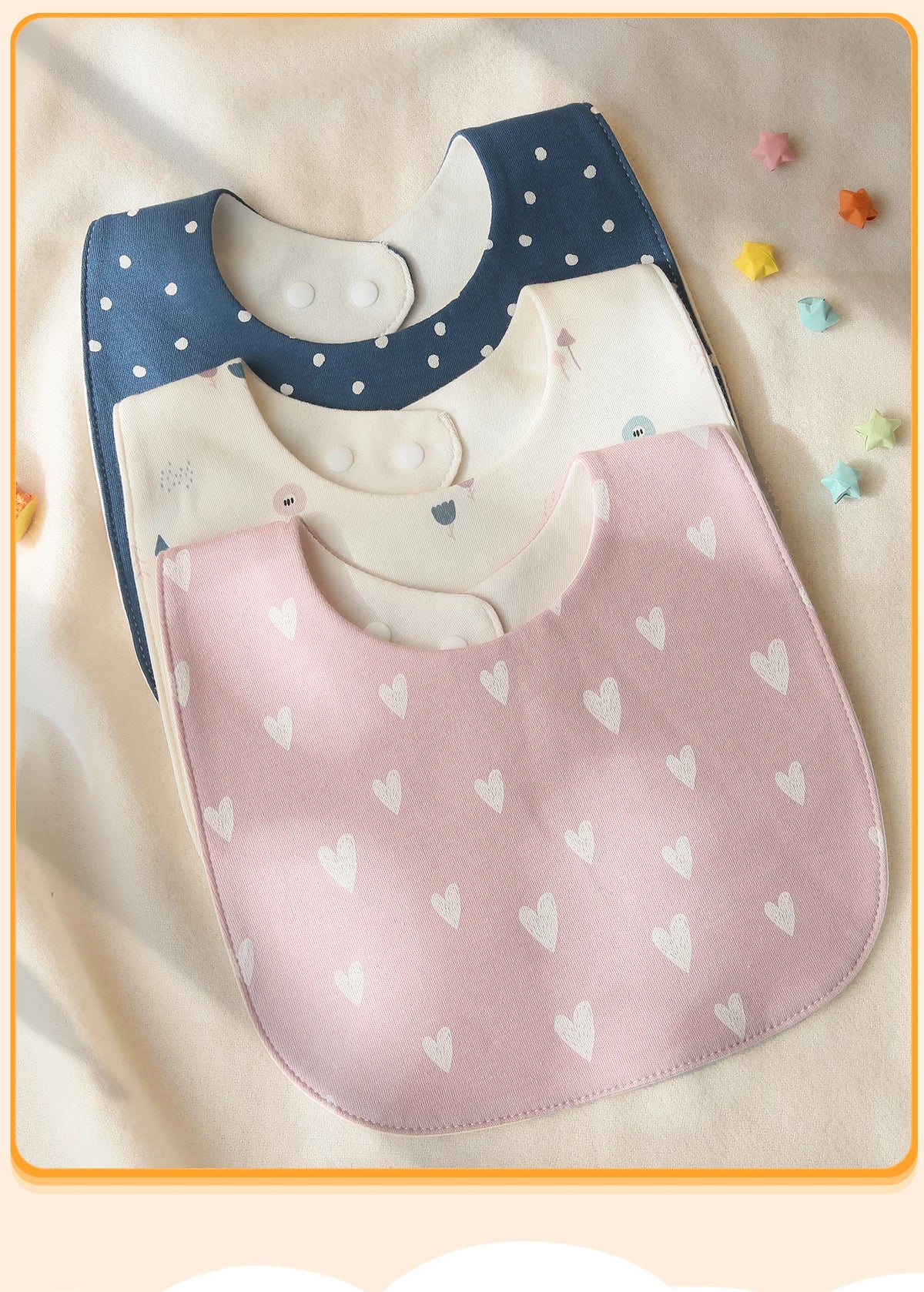 Soft Cotton Waterproof Baby Bibs (3-Pack, U-Shaped Design)
