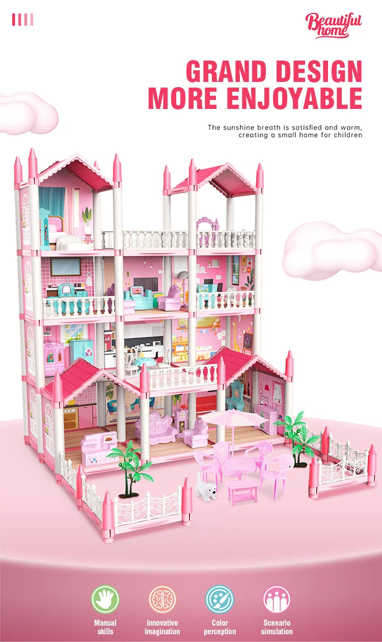 Dream Villa Dollhouse Playset with Furniture for Kids