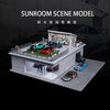 A detailed 1:64 scale mini garage diorama featuring various diecast cars and a miniature building scene.