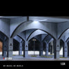 A 1:64 scale LED light-up underground garage diorama featuring an arched structure and pillars.