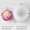 A white silicone mold with a multi-flower design, showing the finished size and weight.