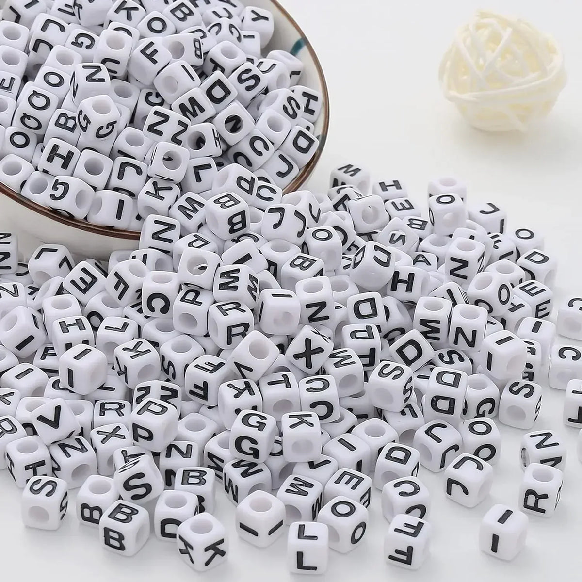 Acrylic Alphabet Beads for Jewelry Making - Mixed Letter Cubes