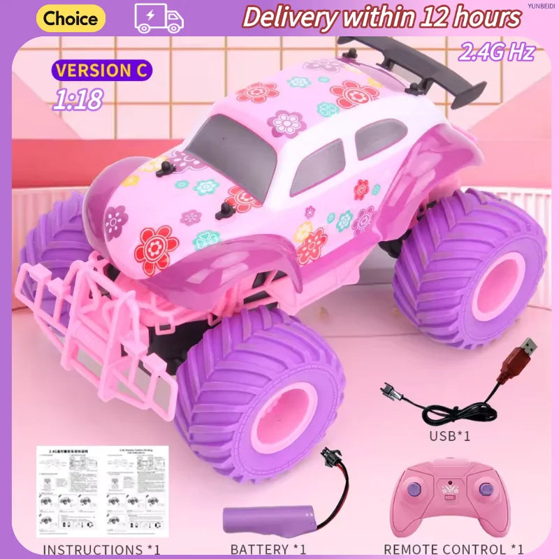 Pink Remote Control Drift Car with Lights and Sound Effects
