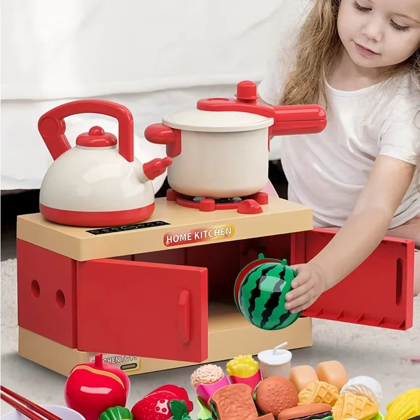 Kids Pretend Play Kitchen Set with Pots and Accessories